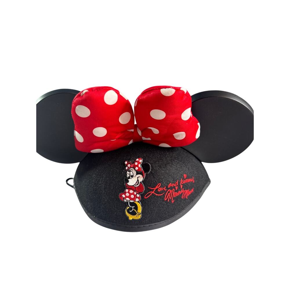 Disney Minnie Mouse Youth Ear Hat Cap Red Polka Dot Bow Love Kisses Vintage